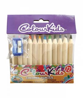 Set 12 Creioane Color mici Jumbo Prescolari cu ascutitoare