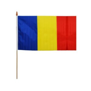 Steag panza de mana cu suport de lemn, Romania, 30A 45 cm