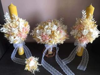 Lumanari nunta si buchet flori criogenata