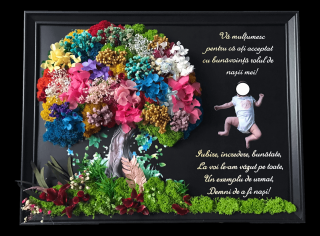 Tablou personalizat cu licheni pentru Nasi de Botez