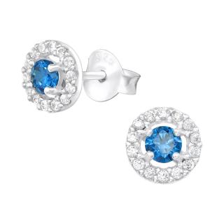 Cercei Argint 925-  Crystal Blue 6 mm