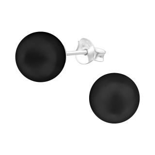 Cercei Argint 925- Perle Black  -8 mm