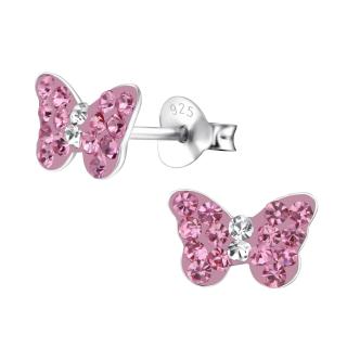 Cercei Argint 925- Pink Butterfly Kids