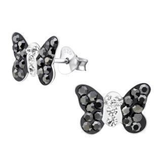 Cercei Copii Argint 925-Fluture Negru Cu Pietre