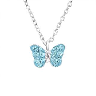 Colier Copii Argint 925- Fluture Cristal Albastru