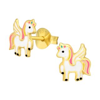 Unicorn Multicolor Cercei Copii Argint 925-Placat cu Aur 24 K