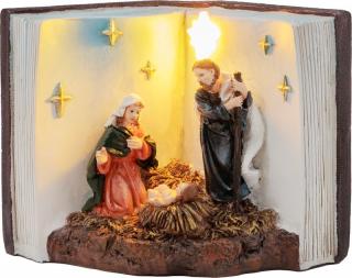 Decoratiune de Craciun MagicHome, Scena Nasterii Domnului intr-o carte, cu LED, pentru interior, 13.5x8x9.5 cm