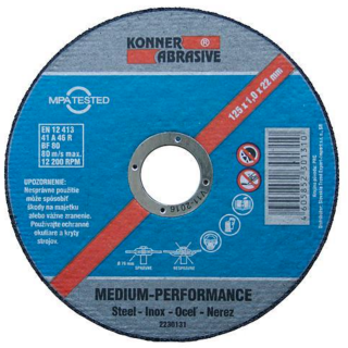 Disc pentru taiere inox Konner Abrasive D603, dimensiune 125x1.6x22 mm