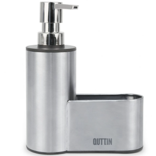 Dispenser detergent de vase cu suport burete otel inoxidabil, 300 ml, Quttin