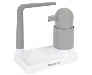 Dispenser sapun cu suport pentru burete si laveta, Quttin, 19,5x11,8x20 cm