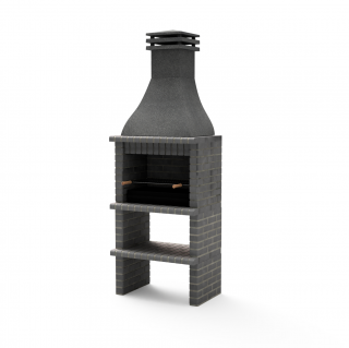 Gratar pentru gradina Tuozi Barbecue Taos Plus din beton si otel, negru, 76 A  58 A  214 cm