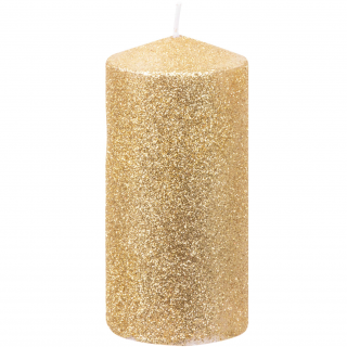 Lumanare decorativa aurie cu sclipici, MagicHome de craciun 5x12 cm