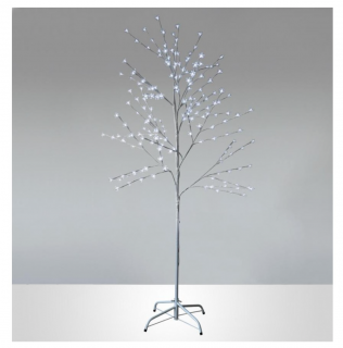 Pom decorativ cu iluminat led, lumina rece, aspect de cires alb,120 led-uri, 180 cm