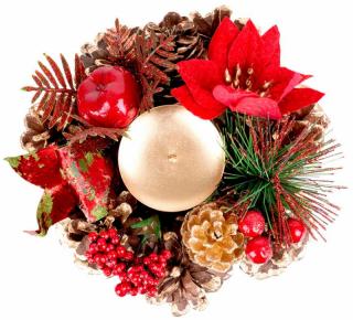 Suport de lumanare festiv pentru Craciun, natural, diametru 15 cm, MagicHome