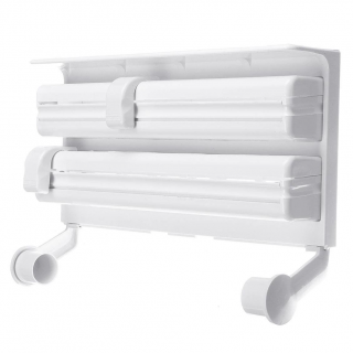 Suport perete cu 3 dispensere folii alimentare si hartie, Confortime, plastic, 37,5 x 7 x 25 cm