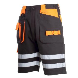 PANTALON SCURT CU REFLECTORIZANT NEGRU-PORTOCALIU - L