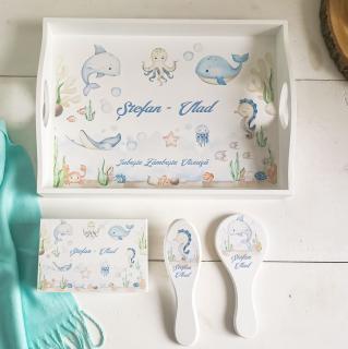 Animale Marine - Tava Mot Personalizata   Set prima aniversare