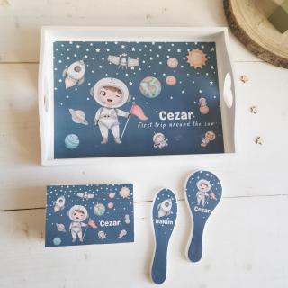Astronaut - Tava mot baiat   Tava mot personalizata   Set prima aniversare
