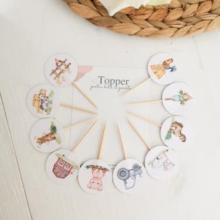 Decoratiuni tort din hartie   Set Topper Tort   Colectia Ferma Animalelor