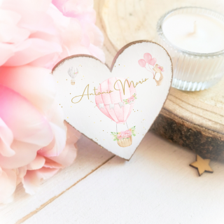 Dreamy Girl - Marturie botez - Inima lemn personalizata cu magnet