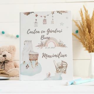 Guestbook personalizat pentru botez   Boho Nursery Boy