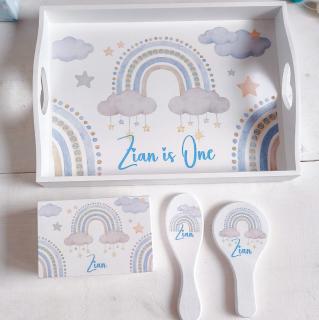 Rainbows in the Sky - Tavita Mot Personalizata   Set prima aniversare