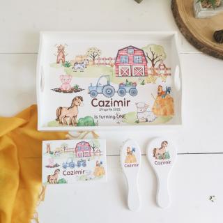 Set Ferma Animalelor - Tava mot perzpnalizata   Set 1 an   Set prima aniversare