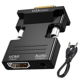 Adaptor HDMI la VGA, Jack 3,5 mm, 1080P, Negru
