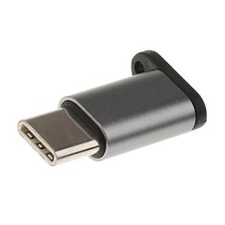 Adaptor USB Type C intrare - micro USB iesire cu suport metalic - Argintiu