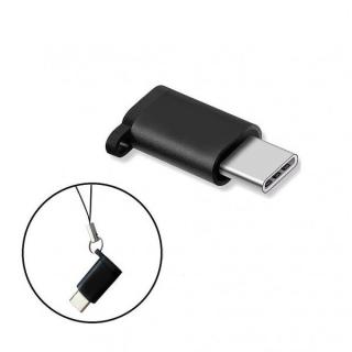 Adaptor USB Type C intrare - micro USB iesire cu suport metalic - Negru
