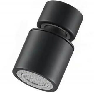 Aerator apa dublu - pivotant, rotire 360, din material inoxidabil, doua moduri pulverizare, filet M24 mama - Negru