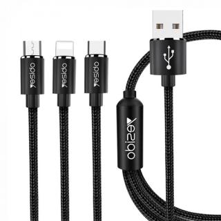 Cablu date si incarcare 60W 3in1, micro,type C,iphone - Yesido