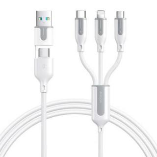 Cablu de incarcare si transfer date, 5 in 1, Lightning, USB-C, Micro USB, USB-A, lungime 1.2 m, alb