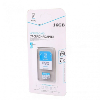 Card de memorie MicroSD, 16 GB, adaptor inclus, clasa 10, alb albastru