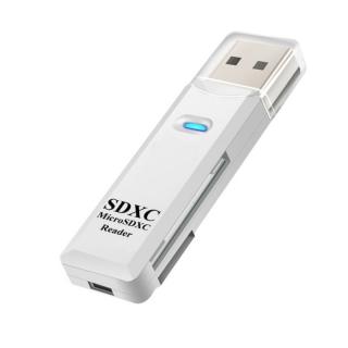 Cititor de carduri 2in1 pentru SDXC si microSDXC, indicator LED, viteza transfer 2.0 - Alb
