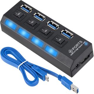 Hub 4x port USB, transmisie rapida 3.0 - Negru