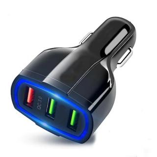 Incarcator auto 12V-24V, 3x USB cu incarcare rapida - Negru