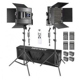 Kit 2 Panouri Neewer Bi Color 660 LED,telecomanda,4 baterii si 4 incarcatori + geanta transport