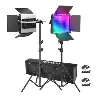 Kit 2 Panouri Neewer RGB PRO 660 LED, trepiezi reglabili 200 cm, geanta transport inclusa