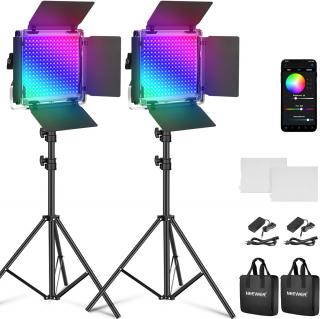 Kit 2 Panouri Neewer RGB PRO 660 LED, trepiezi reglabili 200 cm, gentute de transport incluse