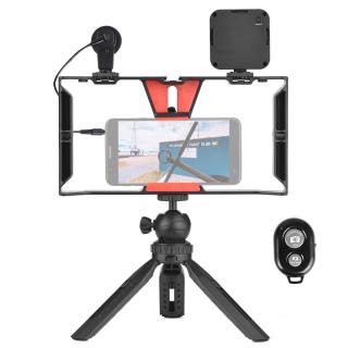 Kit vlogging profesional,trepied,suport telefon,microfon,mini panou LED + telecomanda Bluetooth - Andoer