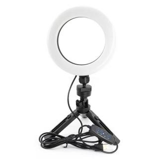 Lampa circulara LED 16 cm diametru,cap bila rotativ 360 grade + mini trepied extensibil