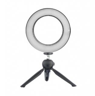 Lampa circulara LED 16 cm diametru, mini trepied cap rotativ 360 grade inclus
