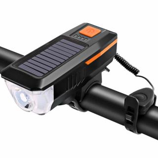 Lampa solara LED bicicleta - buton portocaliu