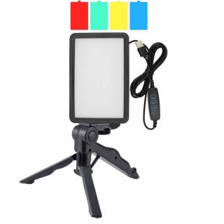 Mini panou Bi Color 160 LED, mini trepied vlogging, filet 1 4, 4 filtre de culoare, alimentare USB, 2 filete universale 1 4 si 2 spatii destinate pentru montare patina