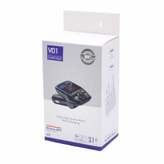 Modulator auto V01, 12-24V , FM cu bluetooth, 2 iesiri USB - Negru