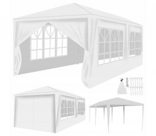 Pavilion de gradina,curte,evenimente 3x6m cu 6 pereti laterali cu ferestre - Alb