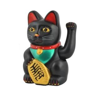Pisica norocoasa Feng Shui,din plastic,aduce noroc si bogatie - Negru