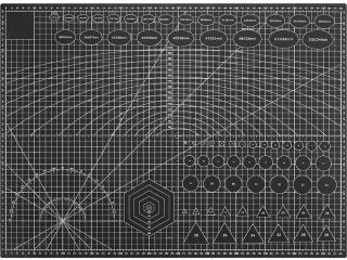 Placa pentru taiere precisa, modelare, fata-verso, A2, 45 x 60 cm, scara clar vizibila, negru