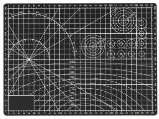 Placa pentru taiere precisa, modelare, fata-verso, A4, 22 x 30 cm, scara clar vizibila, negru